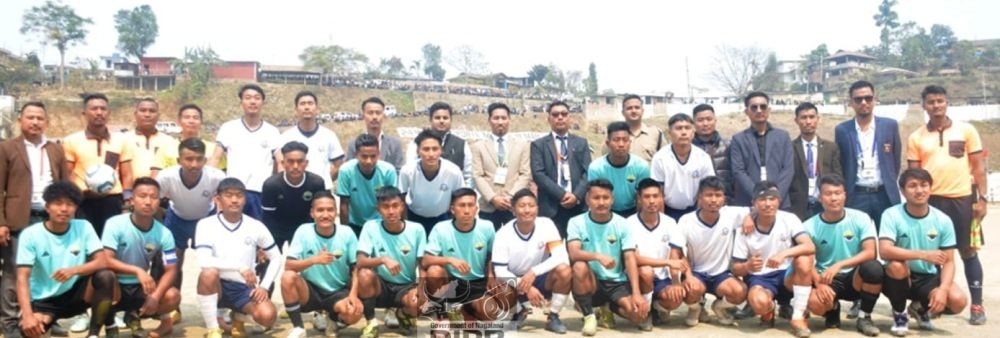 Advisor Wangpang Konyak with DC Mon, Ajit Kumar Verma, officials and players at the 24th KSU Sports Meet held at Local Ground, Mon. (DIPR Photo)